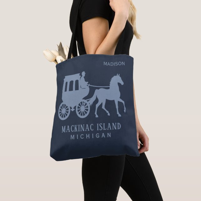 Bolso De Tela Custom Name & Text Mackinac Island (Detalle)