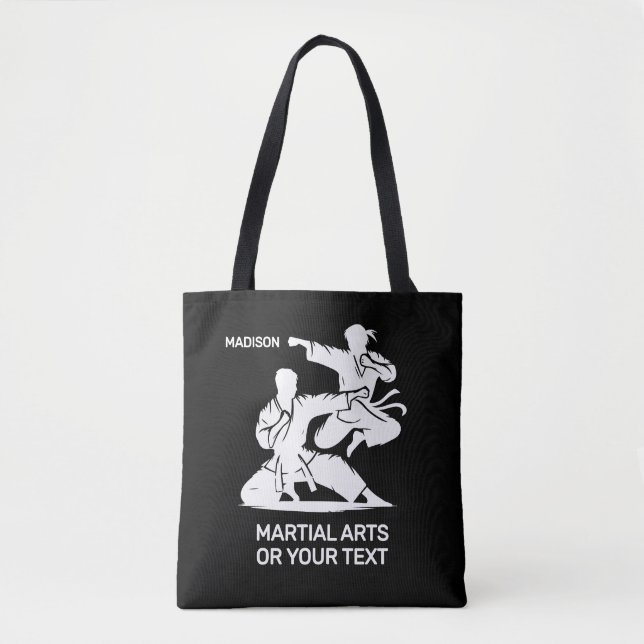 Bolso De Tela Custom Name & Text Martial Arts (Anverso)