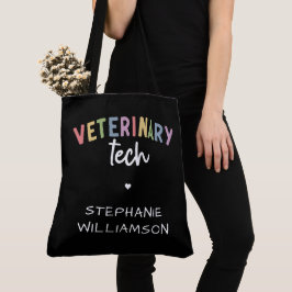 Bolso De Tela Custom Name Veterinary Tech | Técnico de Vet