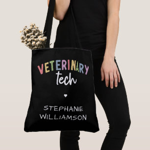 Bolso De Tela Custom Name Veterinary Tech   Técnico de Vet