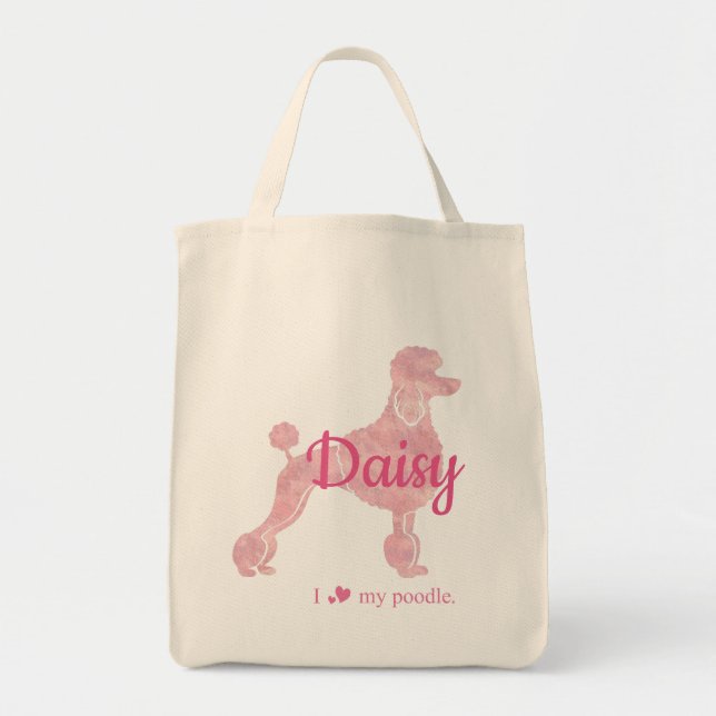 Bolso De Tela Custom Pastel Pink Poodle Silhouette tote bag (Frente)