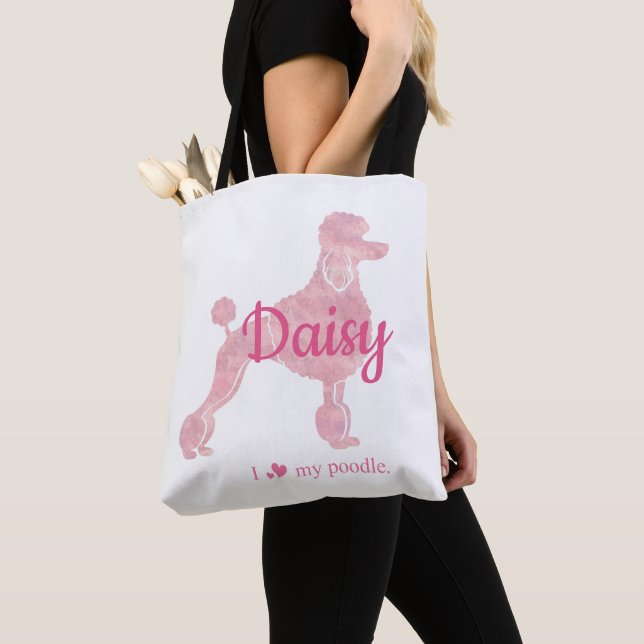 Bolso De Tela Custom Pastel Pink Poodle Silhouette tote bag (Detalle)