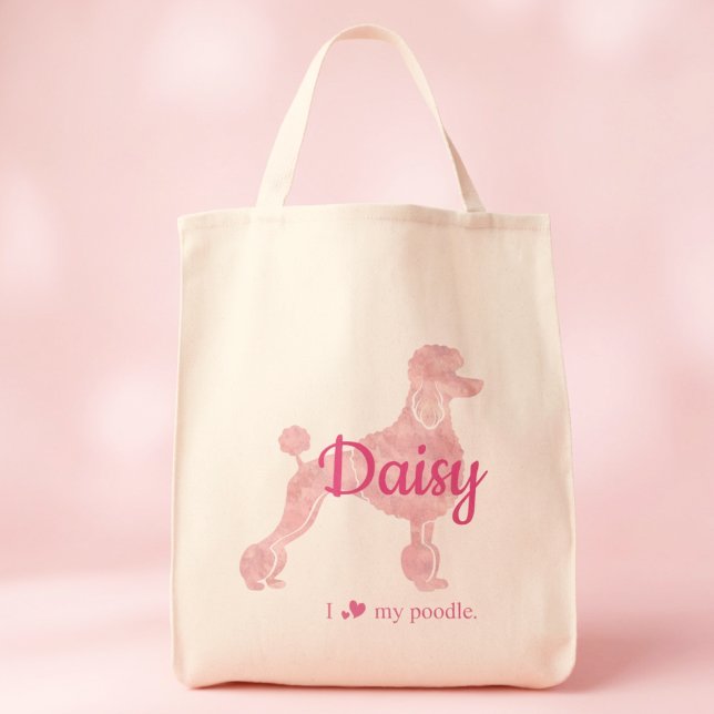Bolso De Tela Custom Pastel Pink Poodle Silhouette tote bag (Subido por el creador)