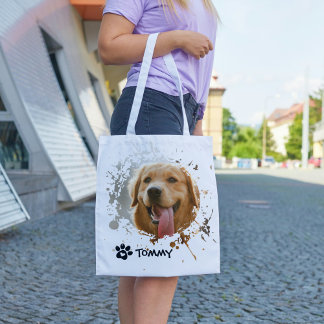 Bolso De Tela Custom Pet Photo Tote Bag with Name – All Over Pri