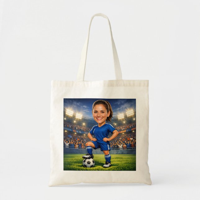 Bolso De Tela Custom Photo-Face Soccer/Football Star Caricature  (Frente)