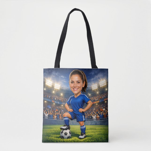 Bolso De Tela Custom Photo-Face Soccer/Football Star Caricature  (Anverso)