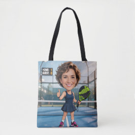 Bolso De Tela Custom Photo Head Padel/Pickleball Player Caricatu