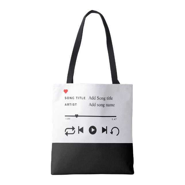 Bolso De Tela Custom Song Title Tote Bag |Personalized Music bag (Favorite Song shopping Book Tote Bag)