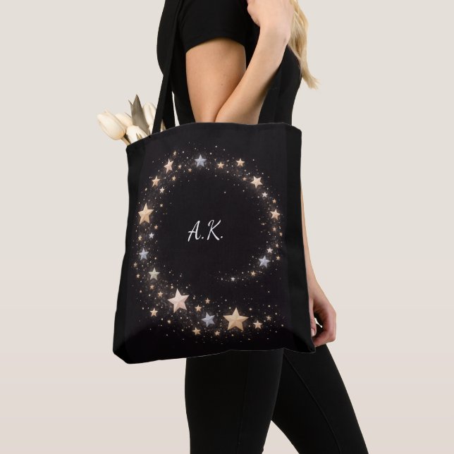 Bolso De Tela Custom Star Spiral Initials Gift Tote Bag (Detalle)