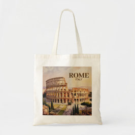 Bolso De Tela Custom Text Rome Italy Colosseum Retro Watercolor