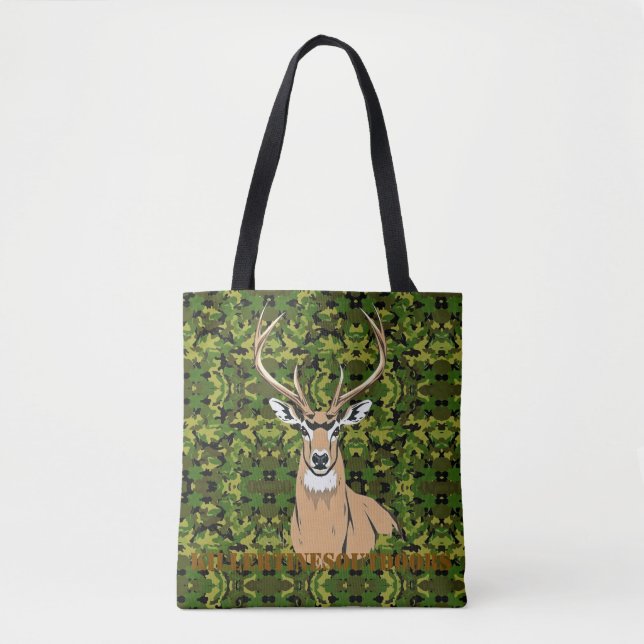 Bolso De Tela Custom tote bag with whitetail design (Anverso)