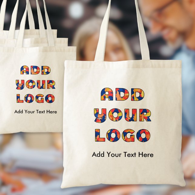 Bolso De Tela Customizable Logo and Text Business Promotional (A customizable tote bag to feature your chosen tagline and business logo)
