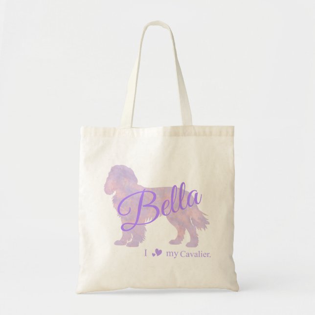 Bolso De Tela Customizable Pastel Purple Cavalier King Charles (Frente)