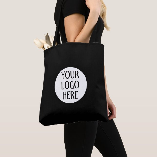 Bolso De Tela Customize Your Black White company logo (Detalle)
