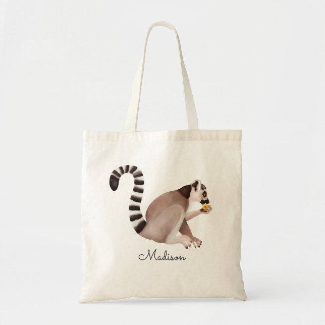 Bolso De Tela Cuta acuarela Madagascar Lemur personalizado (Frente)