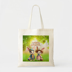 Bolso De Tela Cuta, caprichosa Pascua feliz con 2 conejos