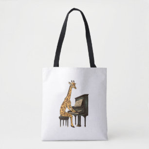 Bolso De Tela Cuta jirafa tocando piano jirafas música