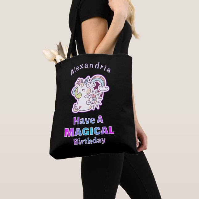 Bolso De Tela Cuta mágica unicornio de cumpleaños (Detalle)