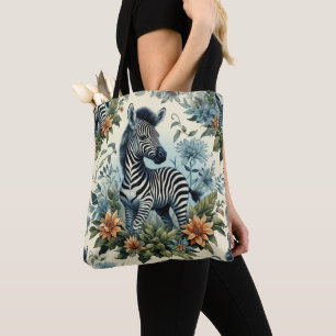 Bolso De Tela Cuta Vintage Baby Zebra Watercolor