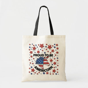 Bolso De Tela Cute 4 de julio Americornio rojo, blanco y azul