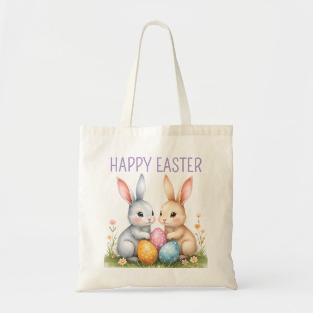 Bolso De Tela Cute acuarela Abundantes de Pascua Felices Pascuas (Frente)