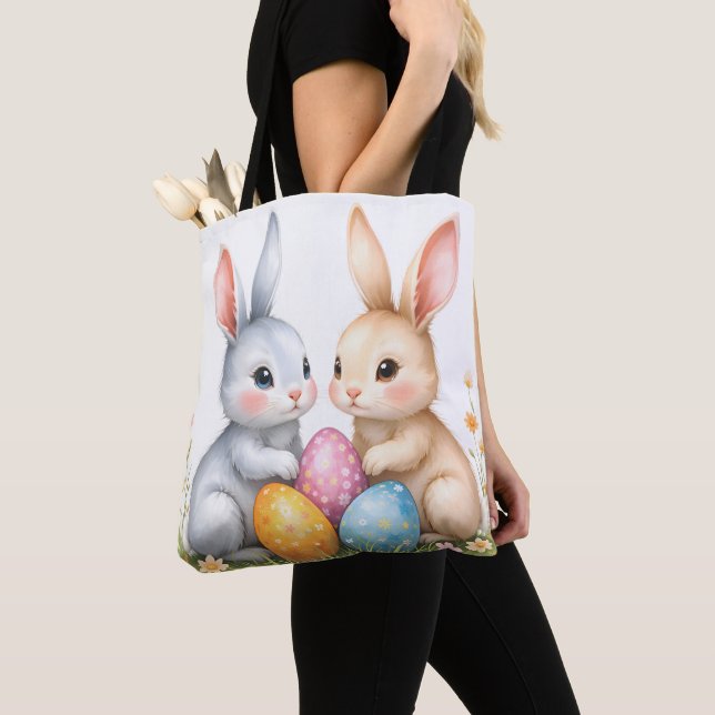 Bolso De Tela Cute acuarela Abundantes de Pascua Felices Pascuas (Detalle)