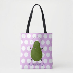 Bolso De Tela Cute aguacate salto cuerda personalizado ilustraci