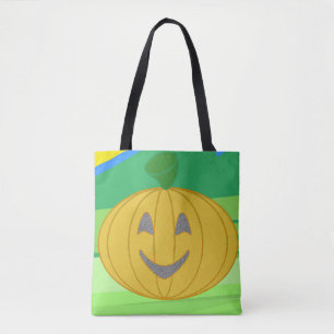 Bolso De Tela Cute alegre cosecha Naranja de calabaza Halloween