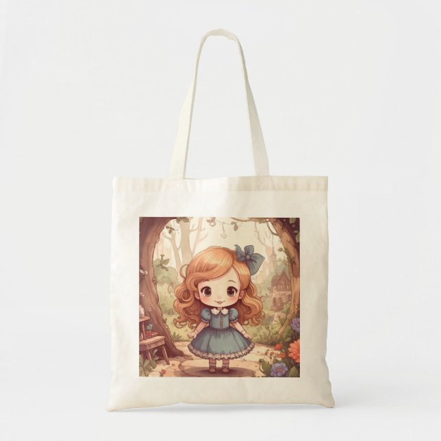 Bolso De Tela Cute Alice in Wonderland Whimsical Woodland Art (Frente)