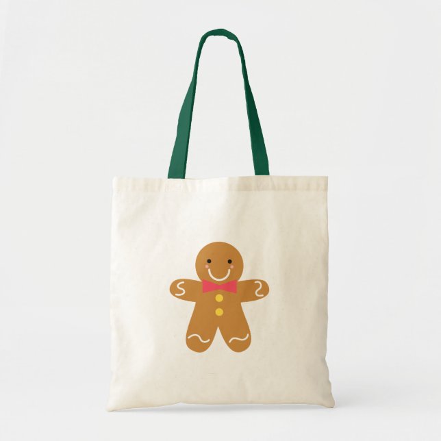 Bolso De Tela Cute and Happy Gingerbread Man for Christmas (Frente)