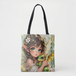 Bolso De Tela Cute Anime Fairy and Chibi Dragon 
