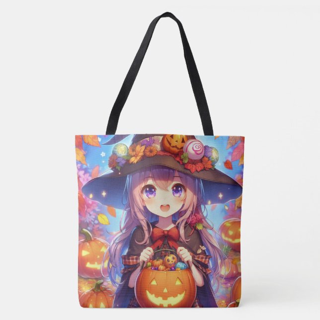 Bolso De Tela Cute Anime Halloween Witch (Anverso)