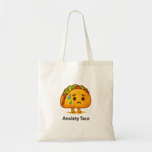 Bolso De Tela Cute Anxiety Taco Tote Bag Funny Grocery Bag (Frente)