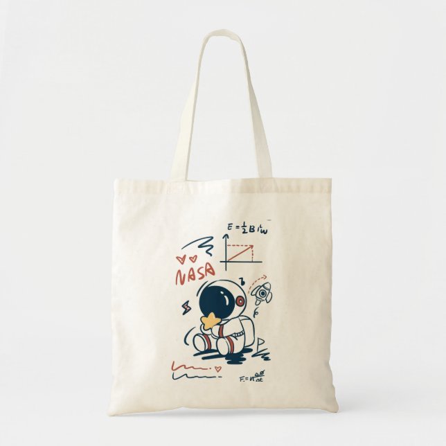 Bolso De Tela  Cute Astronaut Space Cartoon Tote Bag (Frente)