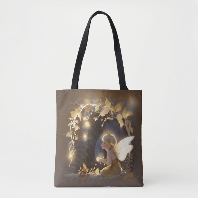 Bolso De Tela Cute Autumn Fairy with Glowing Flowers (Anverso)