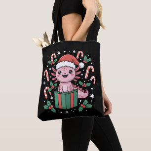 Bolso De Tela Cute Axolotl Navidad Animal Anfibio Fiesta