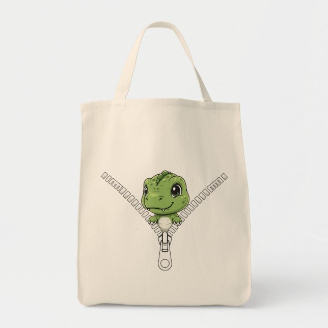 Bolso De Tela Cute baby dinosaur Peek (Frente)