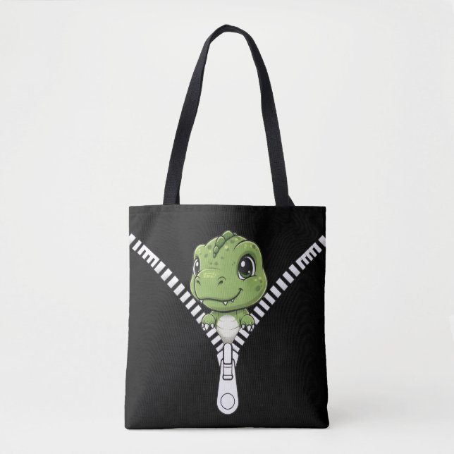 Bolso De Tela Cute baby dinosaur Peek (Anverso)