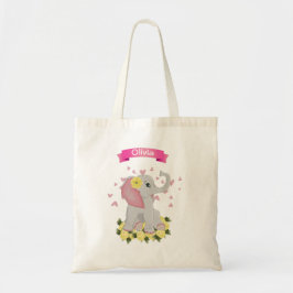 Bolso De Tela Cute Baby Elephant Watercolor Floral Baby Shower