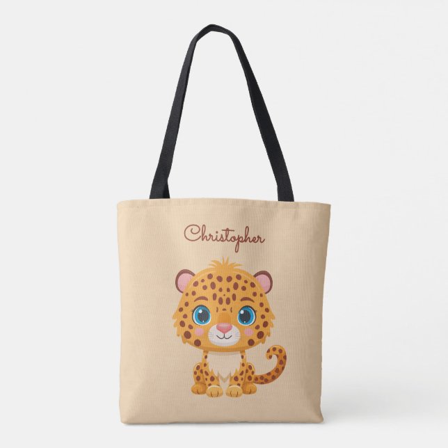 Bolso De Tela Cute Baby Leopard Safari Animal Kids (Reverso)