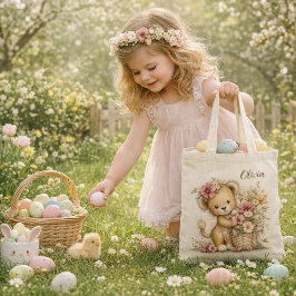 Bolso De Tela Cute Baby Lion with Flowers – Kids Easter Tote Bag