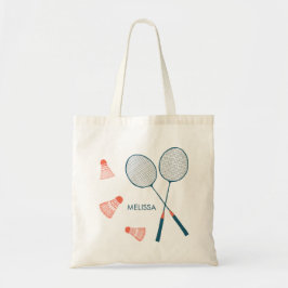 Bolso De Tela Cute Badminton Birdie Racquet PERSONALIZADO Retro