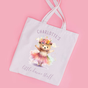 Bolso De Tela Cute Ballerina Nombre Personalizado Acuarela