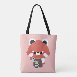 Bolso De Tela Cute Barista Panda Rojo