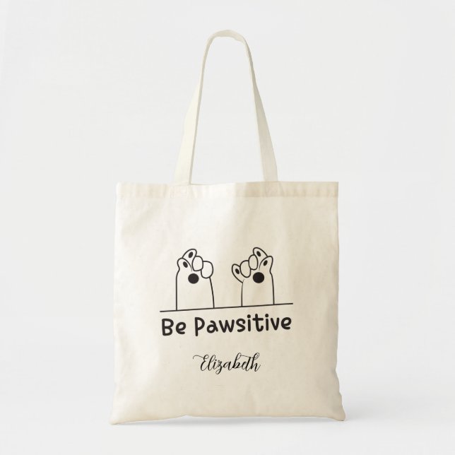 Bolso De Tela Cute "Be Paw" de gato (Frente)