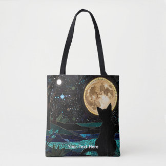 Bolso De Tela Cute Beautiful Colourful Mosaic Black Cat