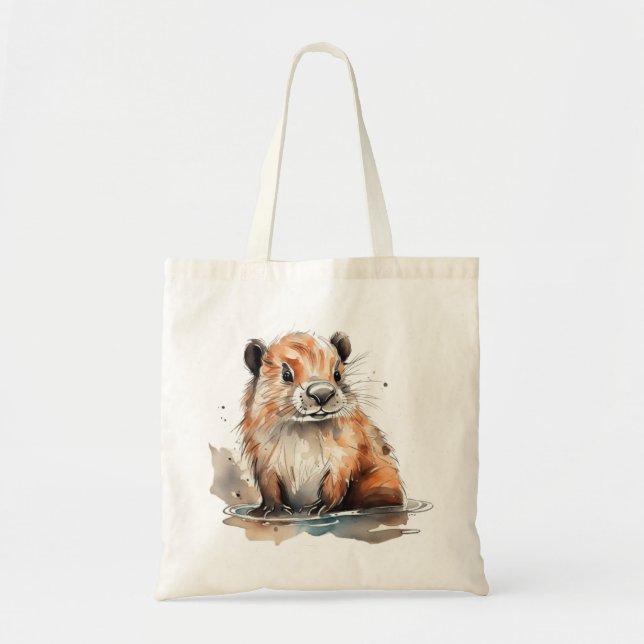 Bolso De Tela Cute Beaver (Frente)