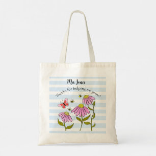 Bolso De Tela Cute Bee & Flower Teacher Tote Bag Enseñar es