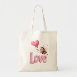 Bolso De Tela Cute Bee Fluffy Pink Love Heart Balloon 