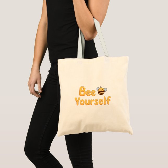Bolso De Tela Cute "Bee Yourself" Pun with Bumblebee (Anverso (producto))